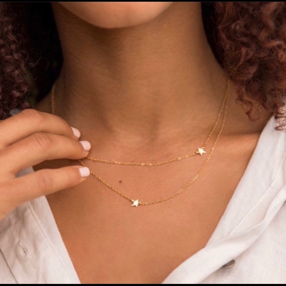 Jennifer Zeuner plated double star necklace